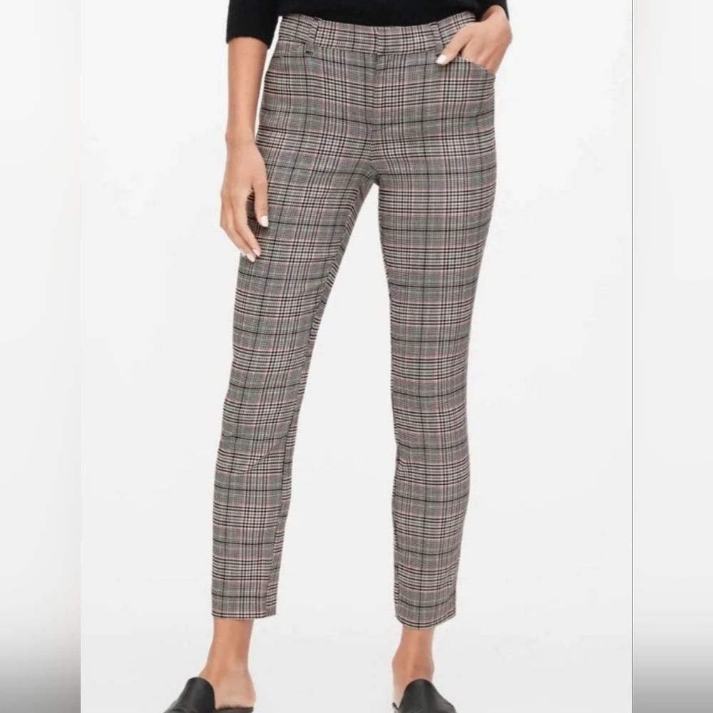 GAP Academia Black Plaid Signature Skinny Ankle Stretchy Pants 4